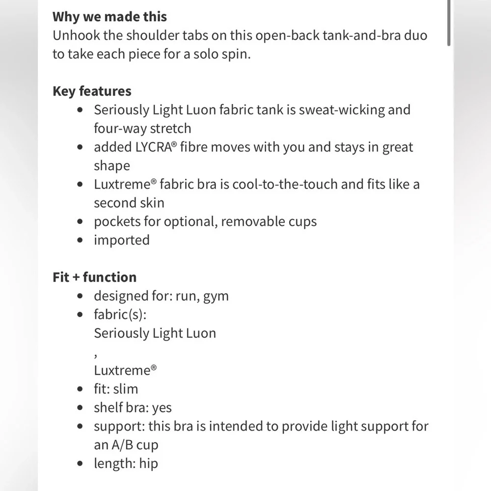 Lululemon Sweaty Endeavor Tank